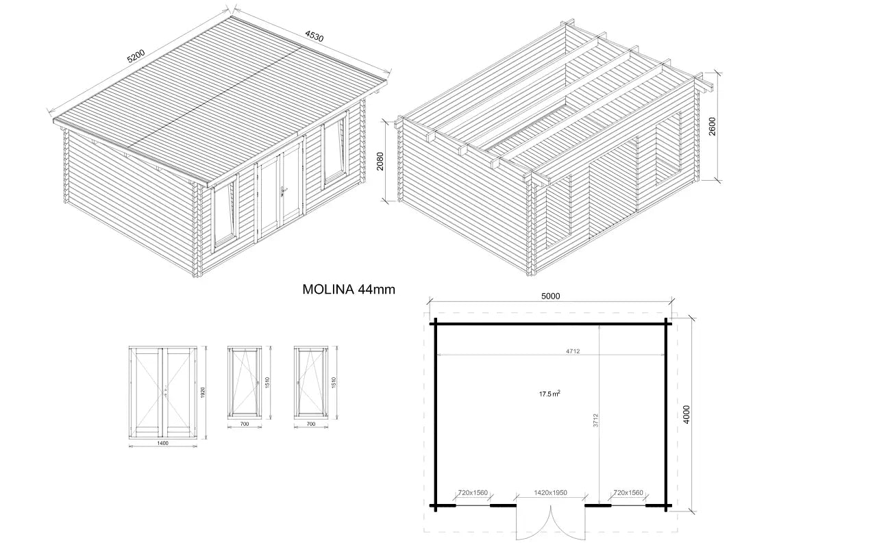 Abri de jardin HIBISCUS – 5x4 – 44 mm