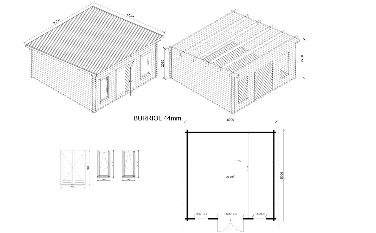 Abri de jardin DALIA – 5x5 – 44 mm